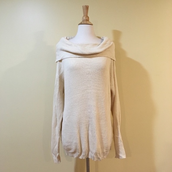Chunky Knit Cowl Neck Slouchy Off Shoulder Sweater - Picture 5 of 8